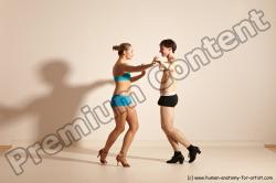 Underwear Woman - Man White Slim Short Brown Dancing Dynamic poses Academic