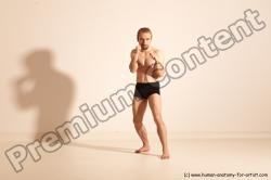 Underwear Martial art Man White Moving poses Slim Short Blond Dynamic poses Academic