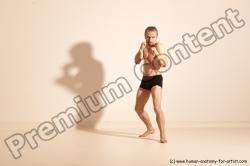 Underwear Martial art Man White Moving poses Slim Short Blond Dynamic poses Academic