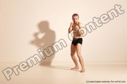 Underwear Martial art Man White Moving poses Slim Short Blond Dynamic poses Academic