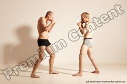 Underwear Martial art Man - Man White Moving poses Slim Short Blond Dynamic poses Academic