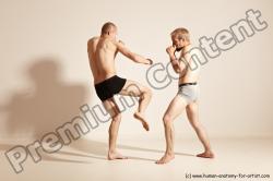 Underwear Martial art Man - Man White Moving poses Slim Short Blond Dynamic poses Academic