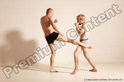 Underwear Martial art Man - Man White Moving poses Slim Short Blond Dynamic poses Academic