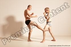 Underwear Martial art Man - Man White Moving poses Slim Short Blond Dynamic poses Academic