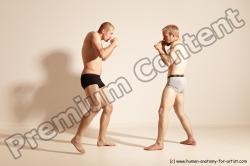 Underwear Martial art Man - Man White Moving poses Slim Short Blond Dynamic poses Academic