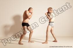 Underwear Martial art Man - Man White Moving poses Slim Short Blond Dynamic poses Academic