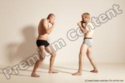 Underwear Martial art Man - Man White Moving poses Slim Short Blond Dynamic poses Academic