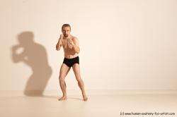 Underwear Martial art Man White Moving poses Slim Short Blond Dynamic poses Academic