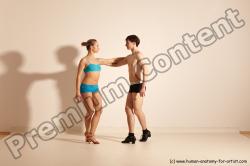 Underwear Woman - Man White Slim Short Brown Dancing Dynamic poses Academic