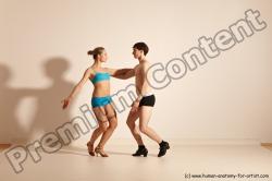 Underwear Woman - Man White Slim Short Brown Dancing Dynamic poses Academic