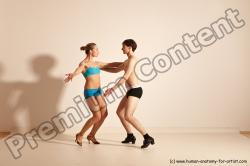 Underwear Woman - Man White Slim Short Brown Dancing Dynamic poses Academic