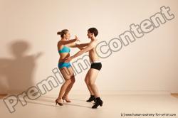 Underwear Woman - Man White Slim Short Brown Dancing Dynamic poses Academic