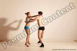 Underwear Woman - Man White Slim Short Brown Dancing Dynamic poses Academic