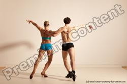 Underwear Woman - Man White Slim Short Brown Dancing Dynamic poses Academic