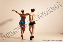 Underwear Woman - Man White Slim Short Brown Dancing Dynamic poses Academic