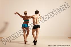 Underwear Woman - Man White Slim Short Brown Dancing Dynamic poses Academic