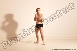 Underwear Martial art Man White Moving poses Slim Short Blond Dynamic poses Academic