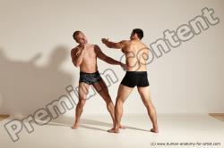 Underwear Fighting Man - Man White Athletic Short Brown Dynamic poses Academic