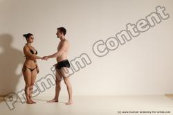 Underwear Woman - Man White Slim Brown Dancing Dynamic poses Academic