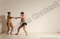 Underwear Woman - Man White Slim Brown Dancing Dynamic poses Academic