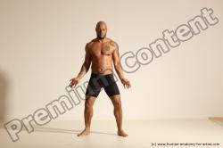 Underwear Man Black Muscular Bald Dancing Dynamic poses Academic