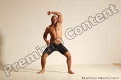 Underwear Man Black Muscular Bald Dancing Dynamic poses Academic