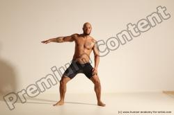 Underwear Man Black Muscular Bald Dancing Dynamic poses Academic