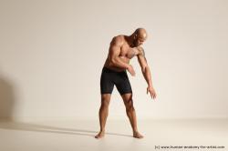 Underwear Man Black Muscular Bald Dancing Dynamic poses Academic