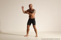 Underwear Man Black Muscular Bald Dancing Dynamic poses Academic