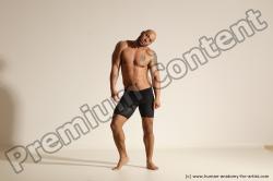 Underwear Man Black Muscular Bald Dancing Dynamic poses Academic