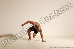 Underwear Man Black Muscular Bald Dancing Dynamic poses Academic