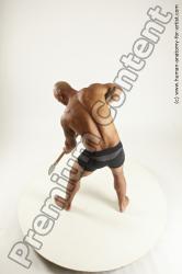 Underwear Fighting with spear Man Black Standing poses - ALL Muscular Bald Standing poses - simple Multi angles poses Academic