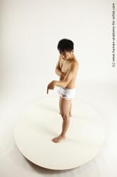 Underwear Fighting Man Asian Standing poses - ALL Slim Short Black Standing poses - simple Multi angles poses Academic