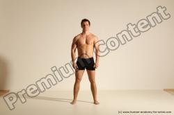 Underwear Fighting Man White Dynamic poses Academic