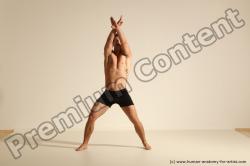 Underwear Fighting Man White Dynamic poses Academic