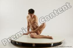 Nude Man White Sitting poses - simple Slim Short Brown Sitting poses - ALL Multi angles poses Realistic