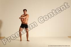 Underwear Fighting Man White Athletic Short Brown Dynamic poses Academic