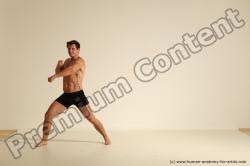 Underwear Fighting Man White Athletic Short Brown Dynamic poses Academic