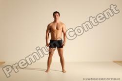 Underwear Fighting Man White Athletic Short Brown Dynamic poses Academic