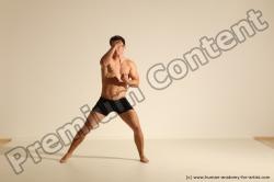 Underwear Fighting Man White Athletic Short Brown Dynamic poses Academic