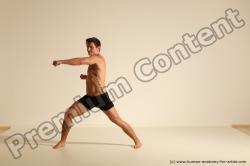 Underwear Fighting Man White Athletic Short Brown Dynamic poses Academic