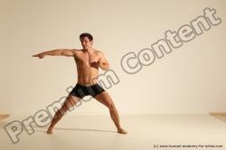 Underwear Fighting Man White Athletic Short Brown Dynamic poses Academic