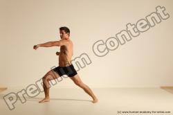 Underwear Fighting Man White Athletic Short Brown Dynamic poses Academic