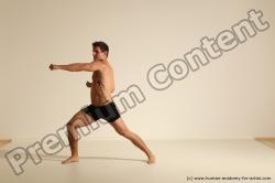 Underwear Fighting Man White Athletic Short Brown Dynamic poses Academic