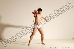 Underwear Fighting Man Asian Athletic Medium Black Dynamic poses Academic