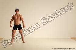 Underwear Fighting Man White Athletic Short Brown Dynamic poses Academic