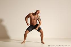 Underwear Man Black Muscular Bald Dancing Dynamic poses Academic