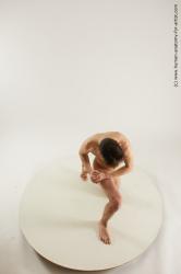 Nude Man White Kneeling poses - ALL Slim Short Brown Kneeling poses - on one knee Multi angles poses Realistic