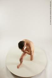 Nude Man White Kneeling poses - ALL Slim Short Brown Kneeling poses - on one knee Multi angles poses Realistic