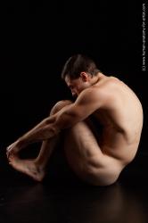 Nude Man White Sitting poses - simple Athletic Short Brown Sitting poses - ALL Standard Photoshoot Realistic